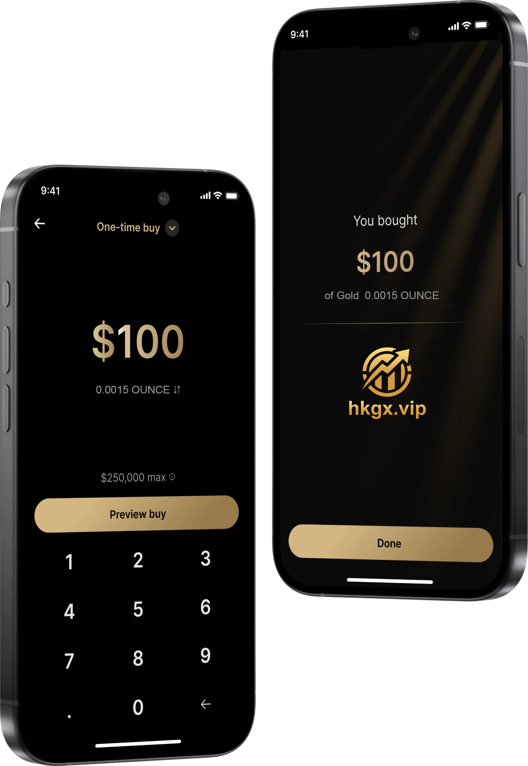 Mobile interface showing hkgx.vip's Bitcoin buying process